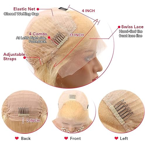 Miniatura 4 de Peluca de cabello humano con encaje frontal 613 de 22 pulgadas, 13 x 4 HD, transparente, con encaje frontal, rubio, pelucas de cabello humano rubio