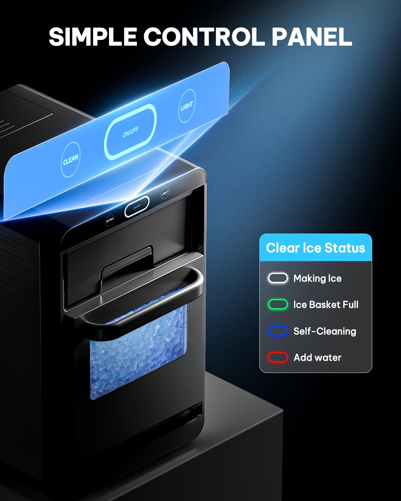 Silonn Nugget Ice Maker Countertop - 44lbs/24h Crushed/Pebble Ice Machine, Front Pull-Out Water Tank & Removable Basket, Stainless Steel Finish For Home Kitchen on Fridge.com - View 4