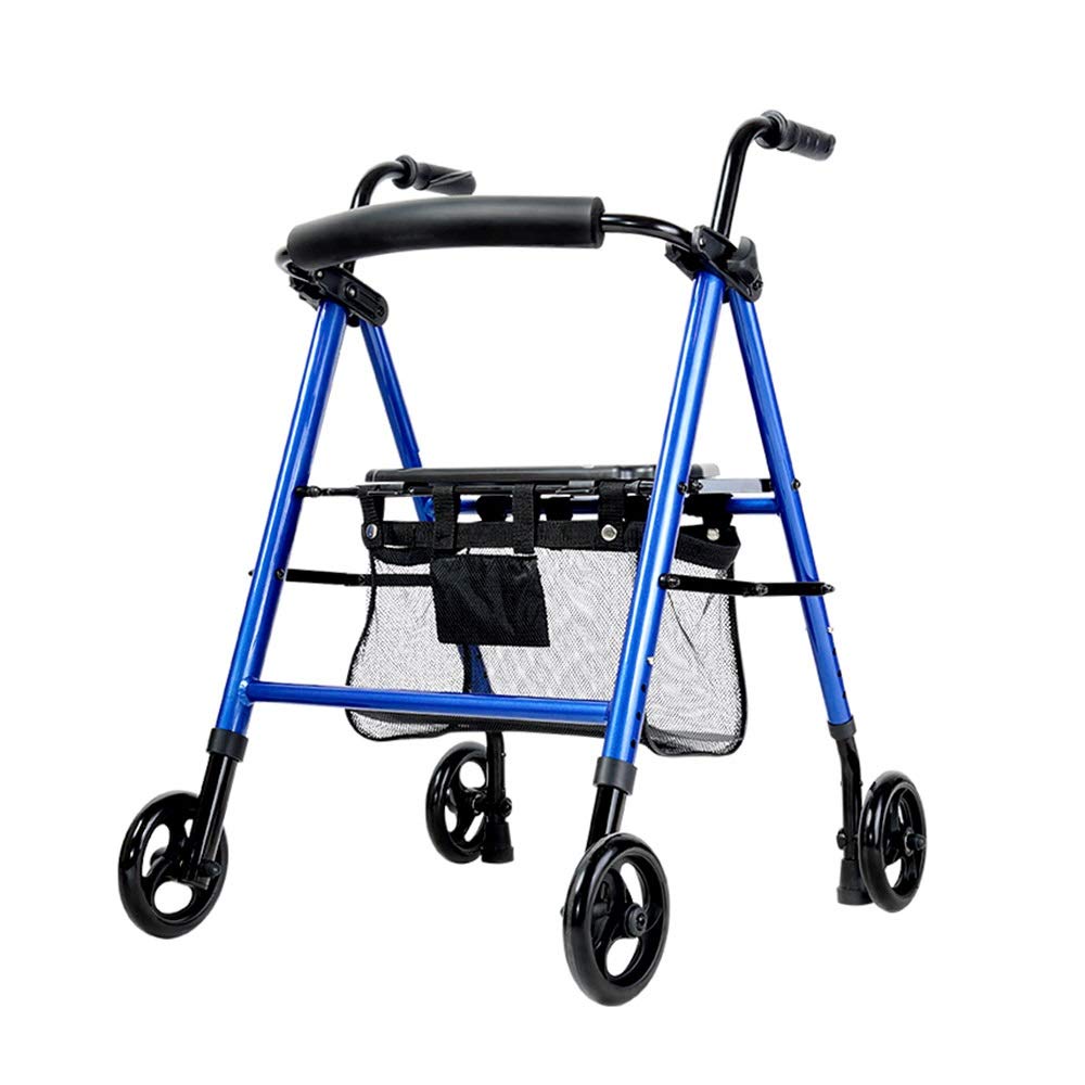HMTE Walker Ancianos Piernas y pies inconvenientes Salir a Caminar Plegable Antideslizante Freno Trasero Altura Ajustable