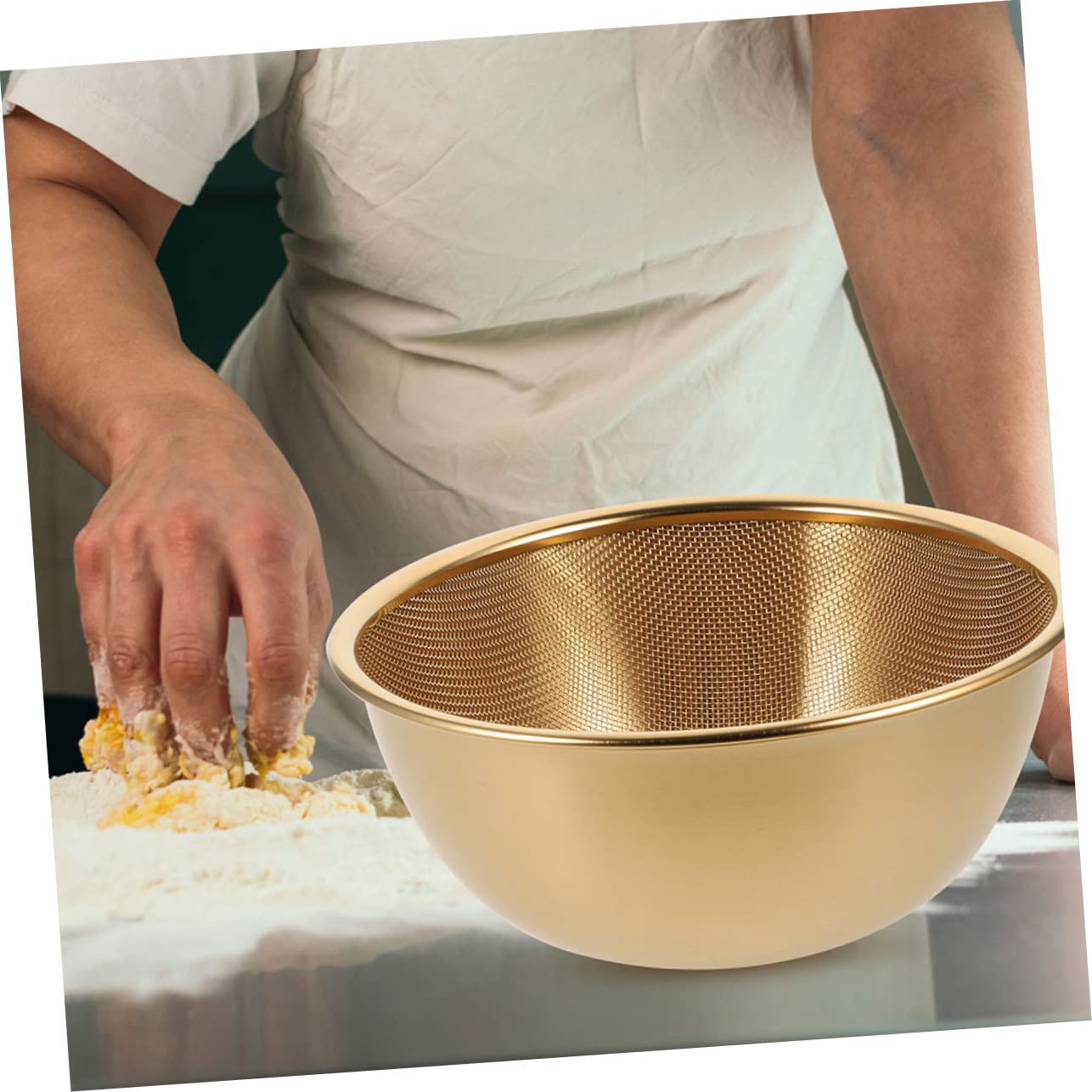 Colador Escurridor de Arroz de Acero Inoxidable 1 Juego Dorado | Limpieza de Frutas y Verduras, Uso en Cocina, 1 Set, Dureza Fuerte y Uso Prolongado