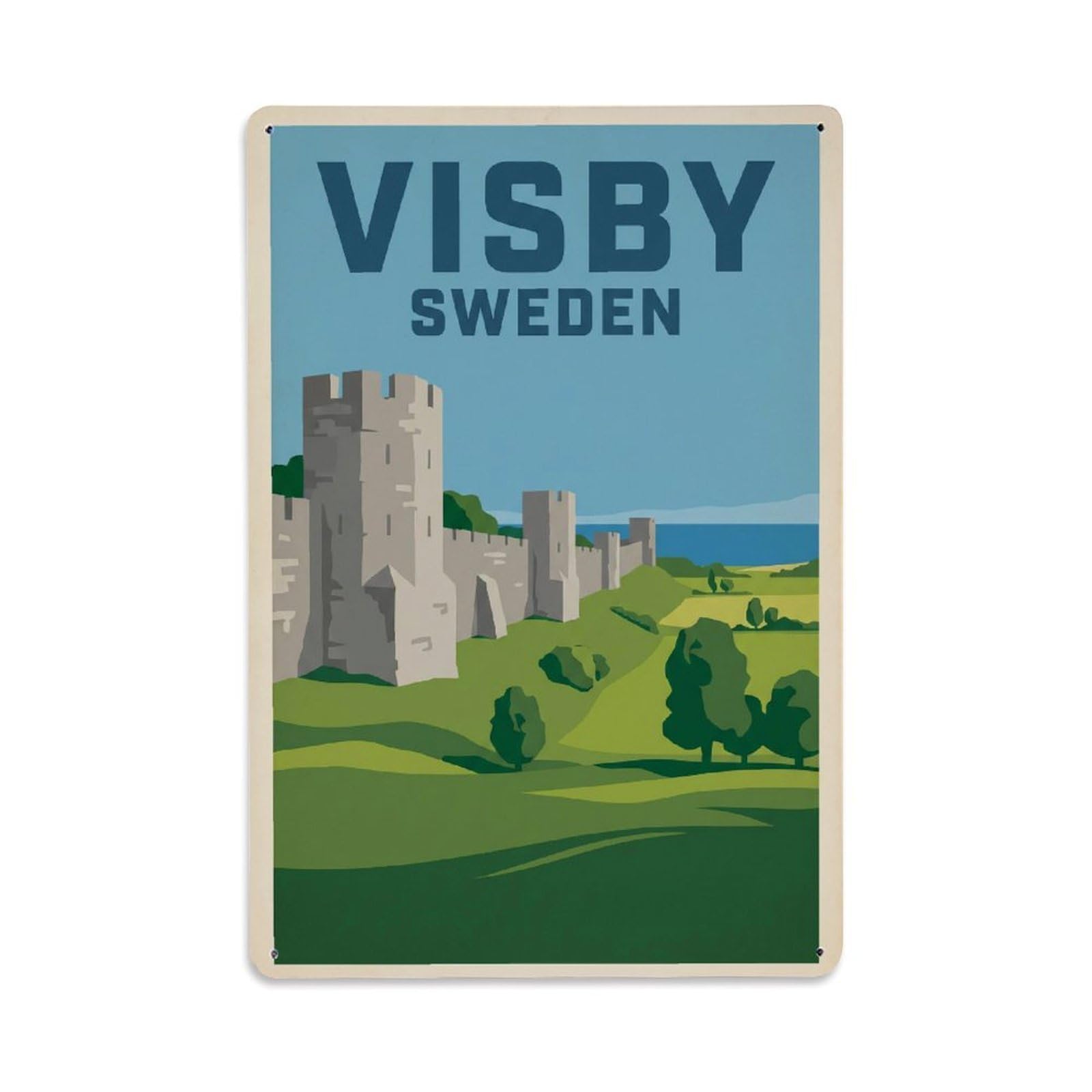 Sweden Visby Travel Retro Metal Tin Sign Plaque Wall Decor for Cafe, Club Bar, Office, Garden Metal Poster 8x12Inch