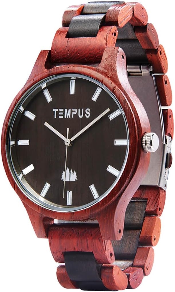 Classico - Two Tone Rosewood Black Sandalwood Men's Wood Wooden Watch - TWW-02 -Gift for Men