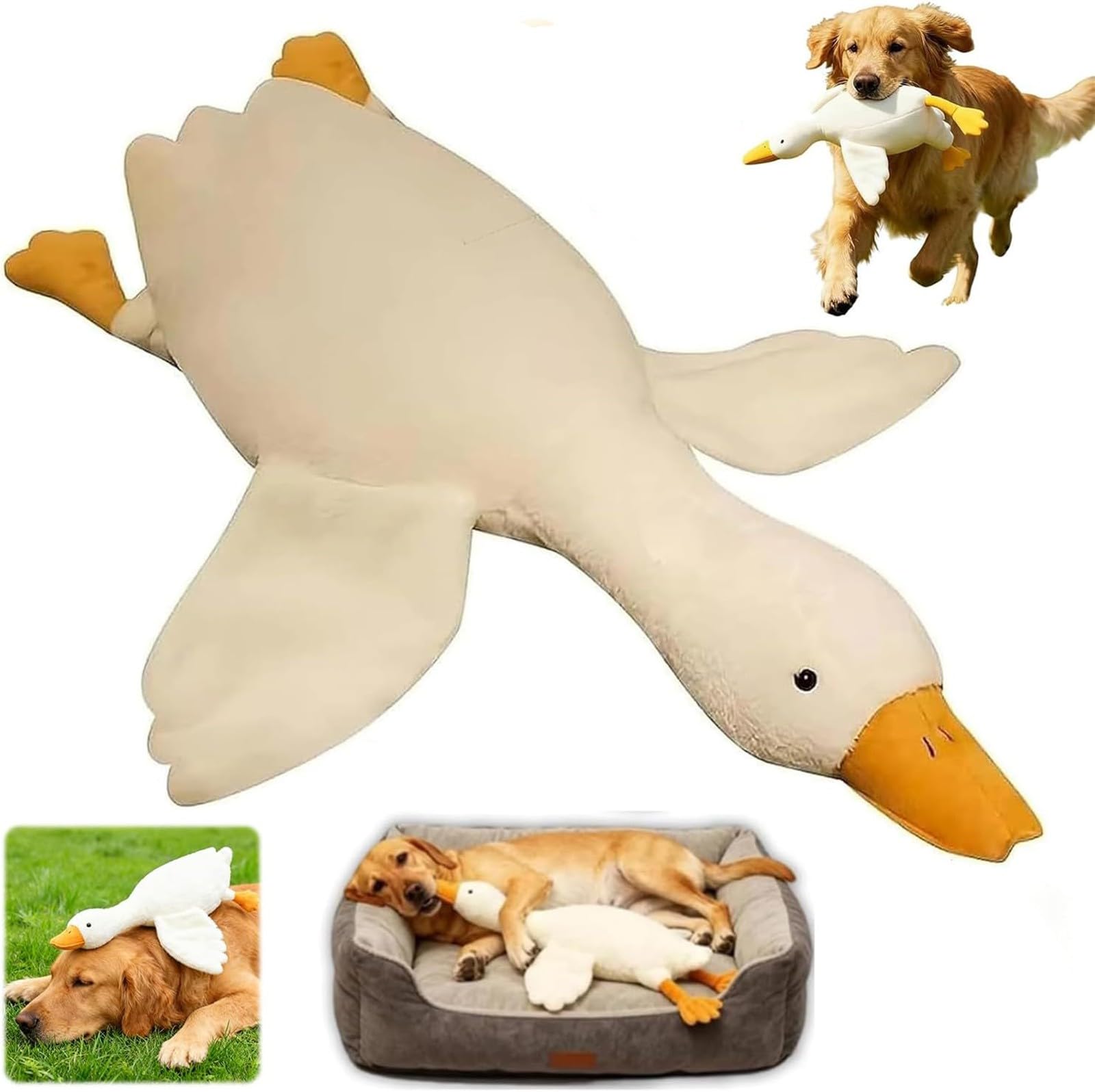 Duck Dog Toy,Plush Dog Toy for Dogs,Extra-Large White Plush Duck for Medium & Large Dogs Interactive Chew, Durable Indoor/Outdoor Play and Training Companion Toy for Puppies & Adult Dogs