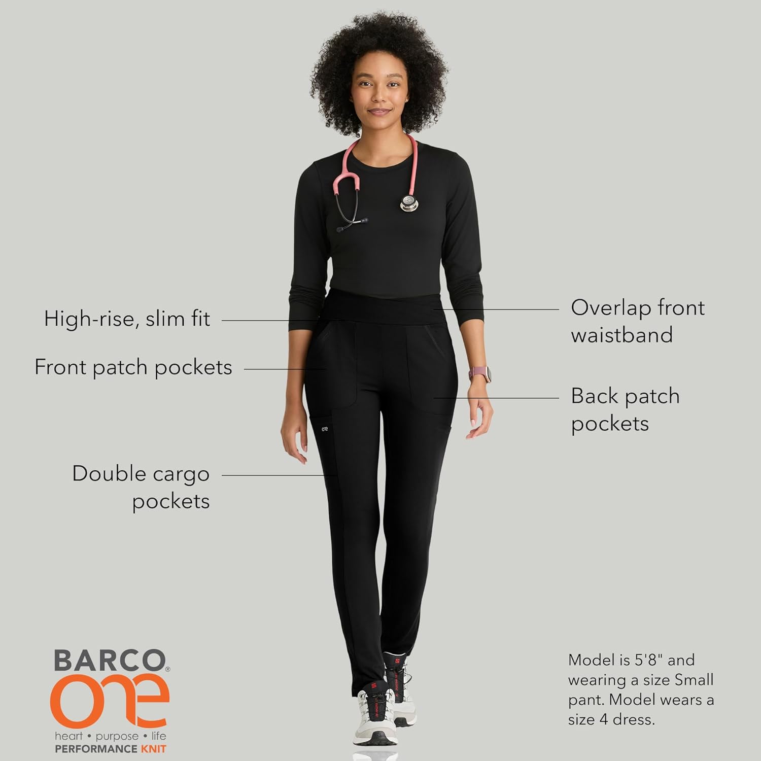 BARCO One Performance Knit Strive Scrub Legging for Women – 6-Pocket, High-Rise Pants with 360 Spandex Stretch