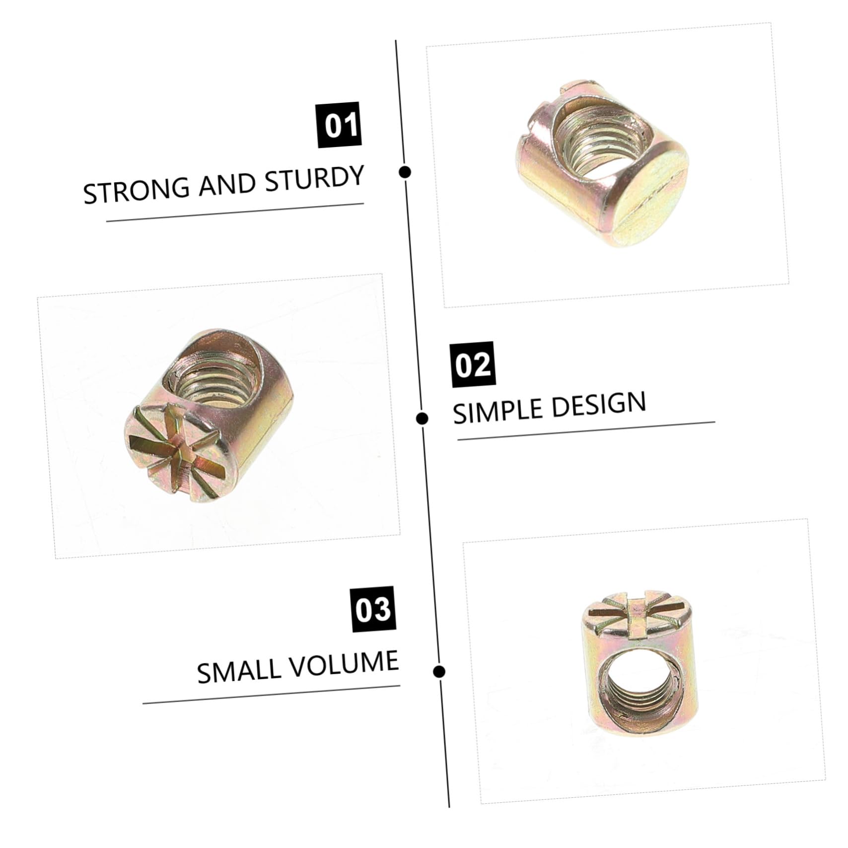 MUCKLILY 3sets Nut Set for Murphy Bed Hardware DIY Slotted Barrel Nuts Replacement Parts for Beds Chairs 20pcs*3