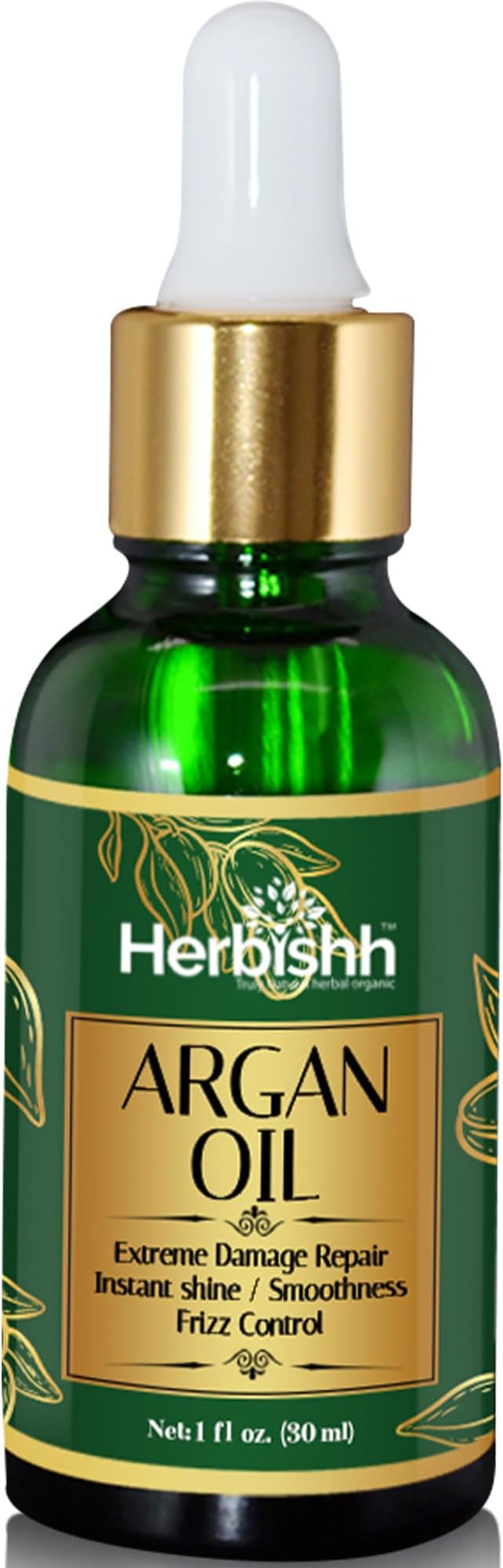 Herbishh Argan Oil for Hair โ Deep Conditioning Treatment & Frizz Control | Moroccan Argan Oil for Damage Repair & Nourishment | Hair Serum 30ml
