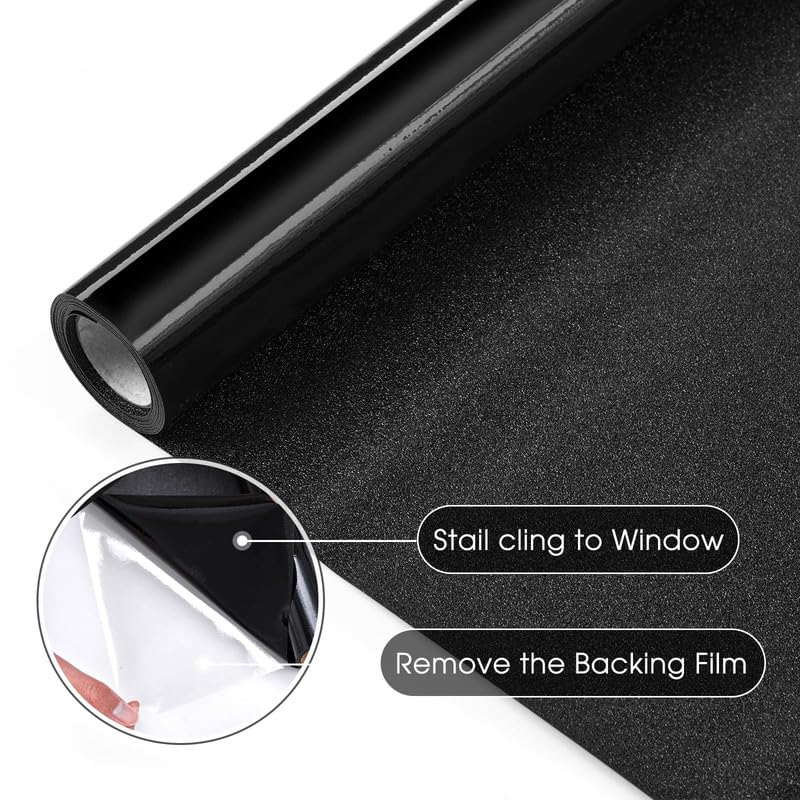 Image of Blackout Black Film for Glass Window, self Adhesive Glass Film for Privacy Glass Film for Sunlight Heat Blocking, Glass Window, Office Cabins, Home - 100% Black Glass film24 X 240 Inchs