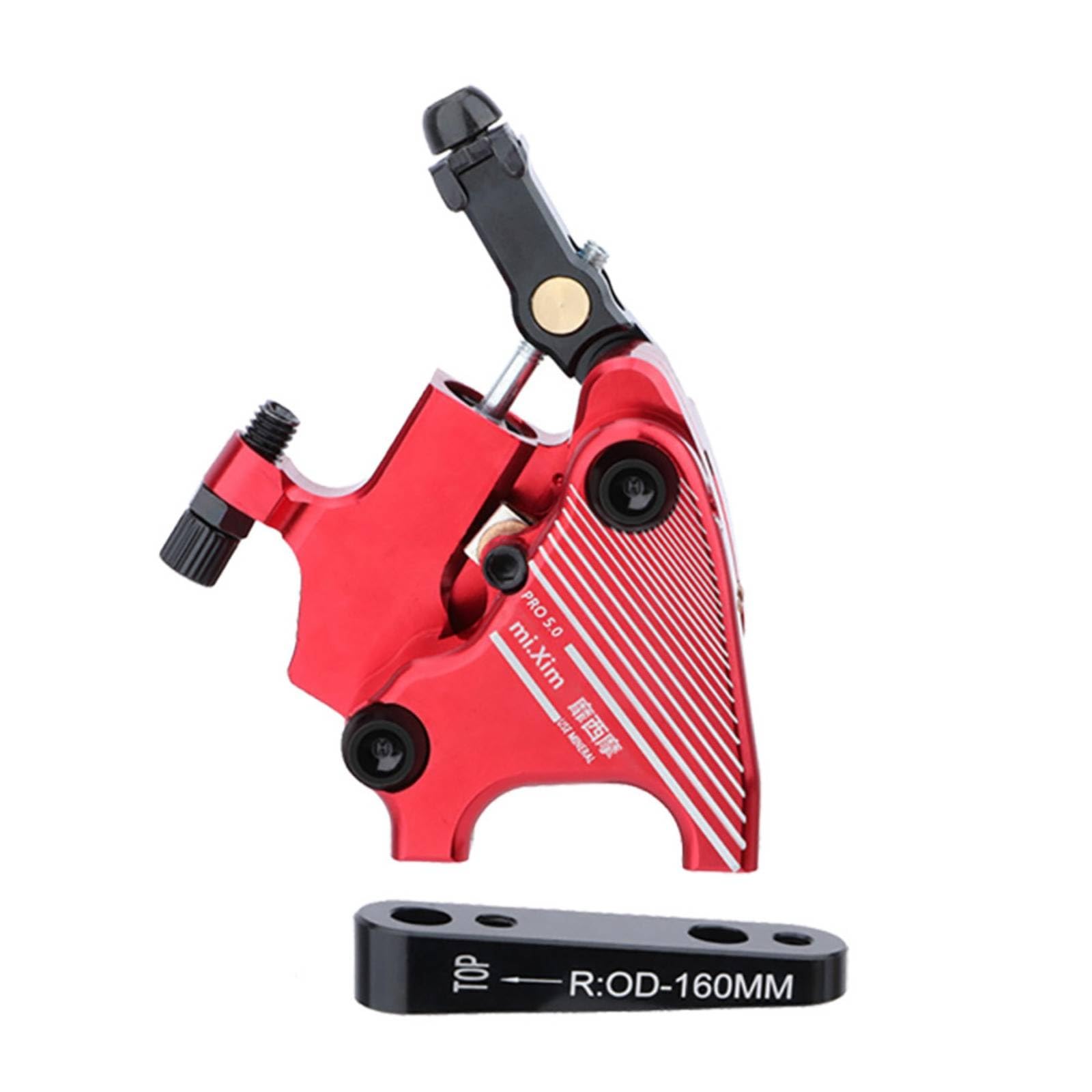 LOVIVER Scheibenbremse Fahrrad Bremssattel Bremszange Bremskörper Bremsanlage mit Beidseitiger Druckverteilung Und Kompaktem Gehäuse aus Leichtmetall für, Rot, 140/160mm Universal