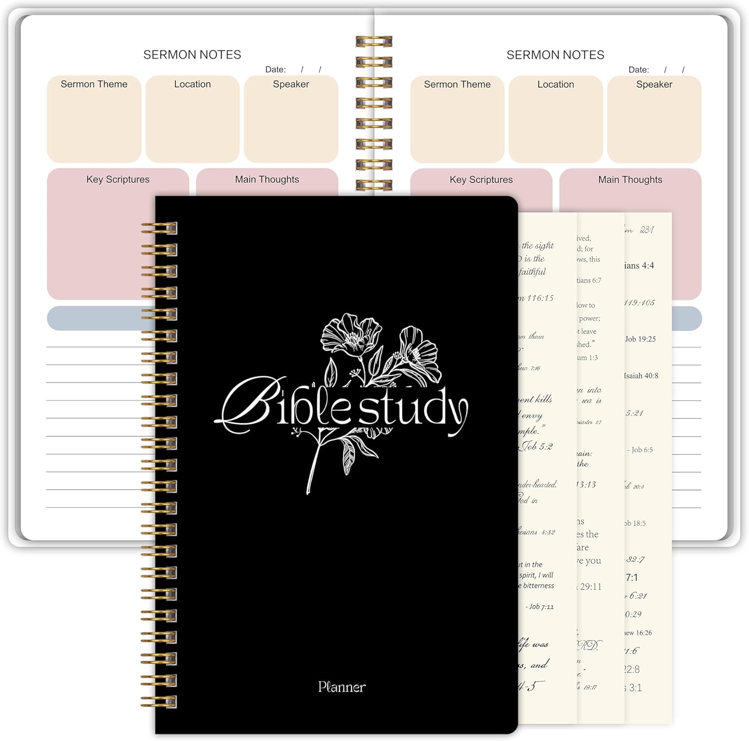 RUKAR Bible Study Journal - Church Notes Journal - Soap Bible Study Notebook for Women - Bible Notebooks for Note Taking - Based Religious Gifts, Black