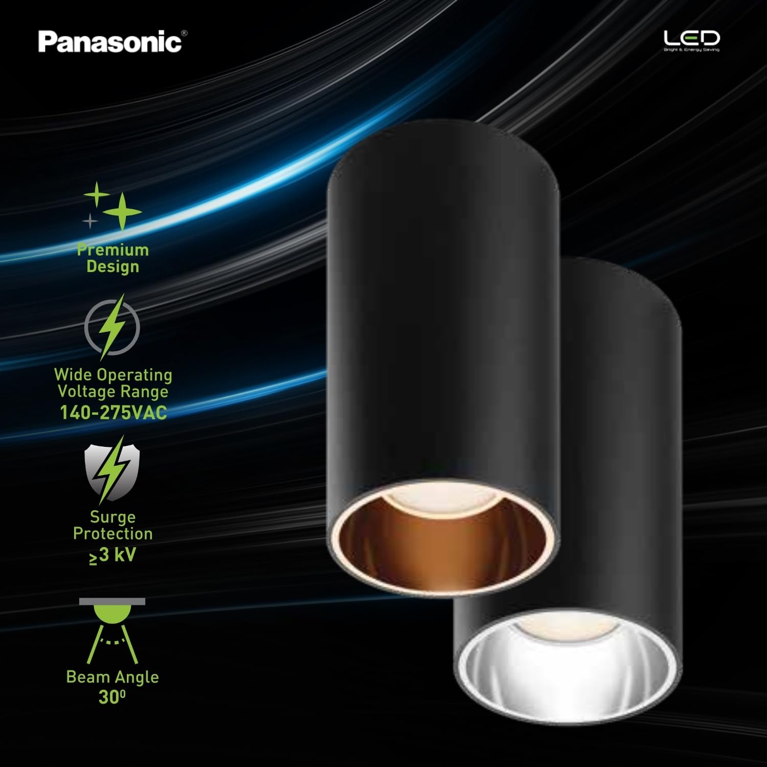 Panasonic 12W Cylindrical Surface Spot Light, Rose Gold Reflector