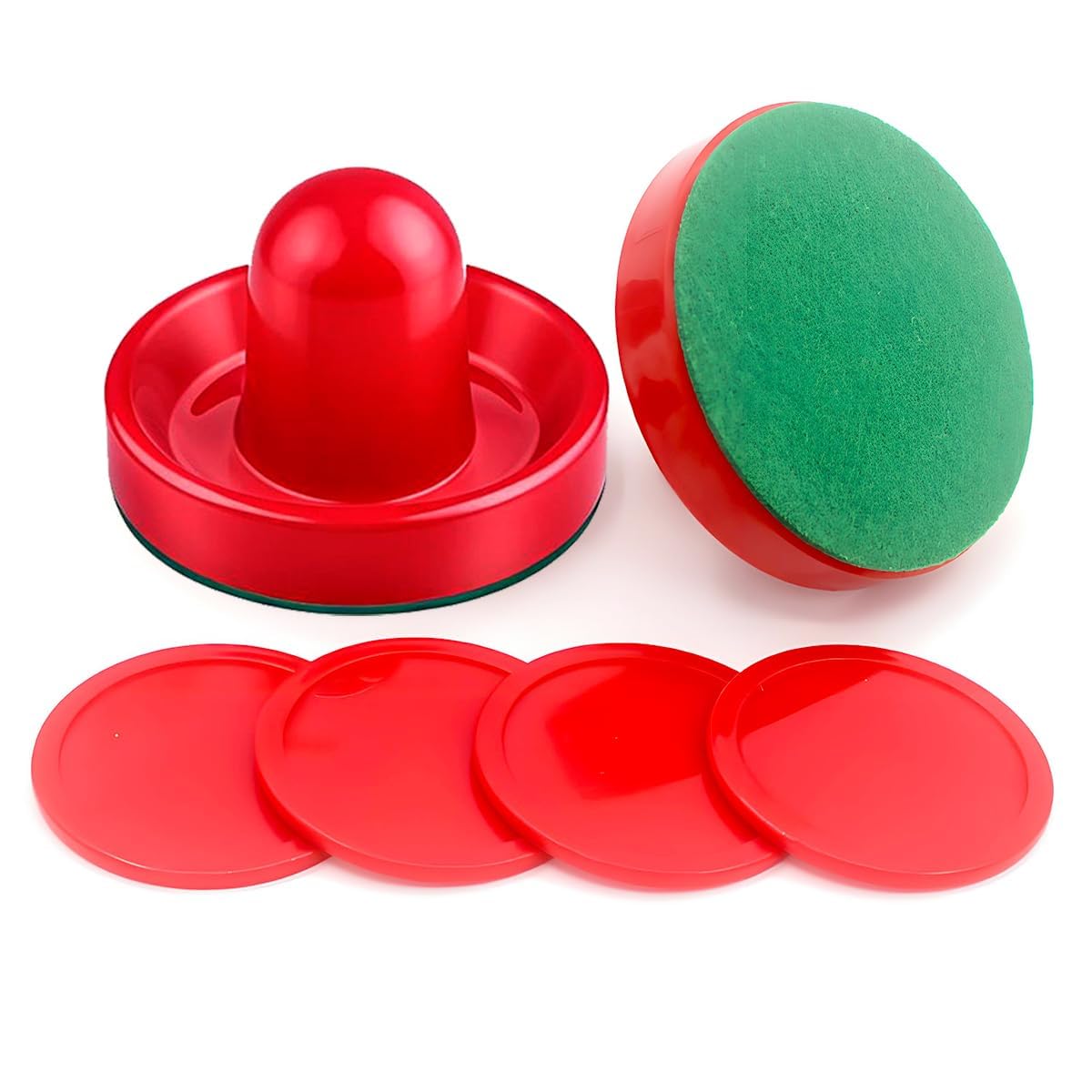ZYWQ Air Hockey Set - 2 Air Hockey Pushers & 4 Pucks for Mini Tables | Replacement Accessories (Red Pushers-96mm)