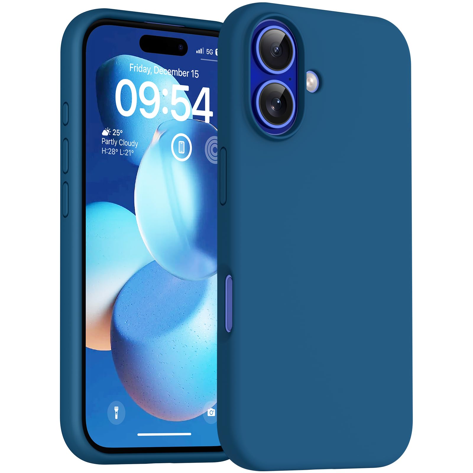 TOCOL für iPhone 16 Hülle Silikon, Stoßfest Anti-Rutsch Anti-Fingerabdruck Kratzfest Handyhülle für iPhone 16 Case, Mitternachtsblau