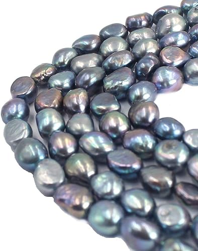 Miniatura 2 de Forma libre natural de 0.354-0.394 in largo barroco blanco, rosa, morado, gris, negro, perlas de agua dulce, cuentas sueltas para hacer joyas, hebra