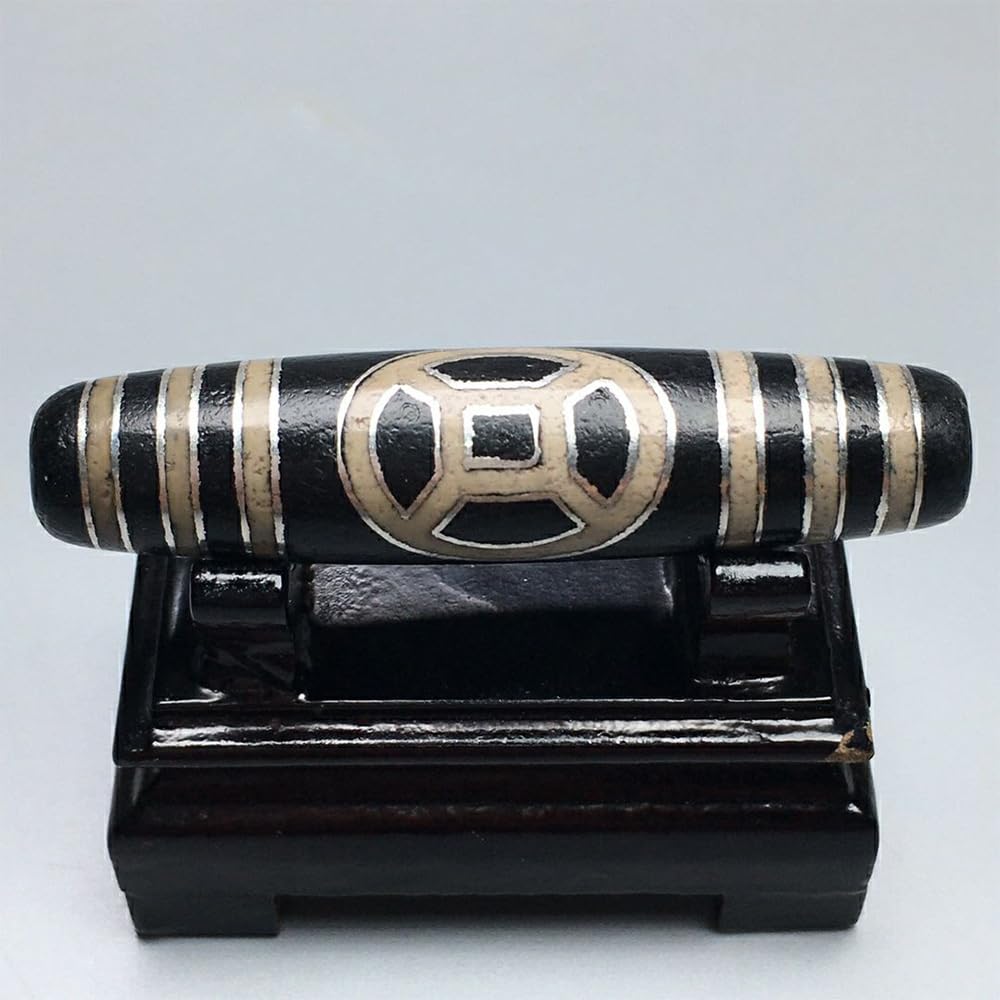 Męskie tybetańskie koraliki dzi, Tybetański wisiorek z koralików Dzi z agatu i srebra, dla mężczyzn i kobiet, zdjęcie kolorowe, 5,6 x 1,3 cm