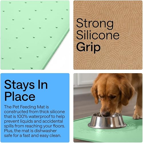 Miniatura 3 de GORILLA GRIP - Tapete de silicona 100% impermeable con bordes elevados sin BPA para mascotas, tapetes para alimentos de perros y gatos que contienen