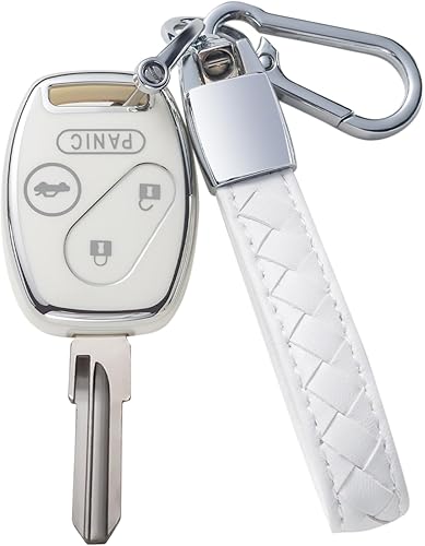 Compatible con funda para llavero Honda con cordón de cuero, funda protectora para llave de automóvil Honda 2003-2012 Accord Civic EX Smart Control
