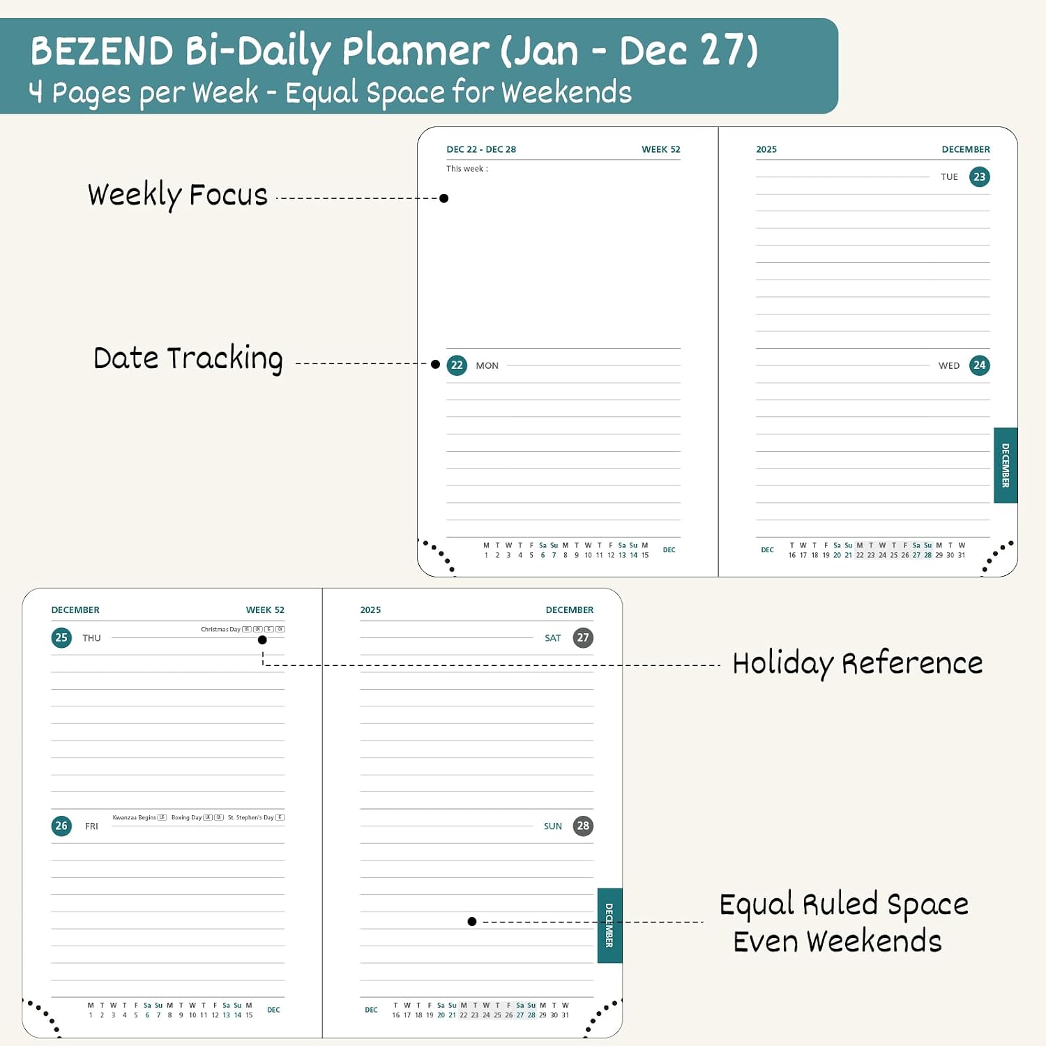BEZEND Mini Pocket Calendar 2027 Bi-Daily, Weekly Monthly Planner for Purse image 3