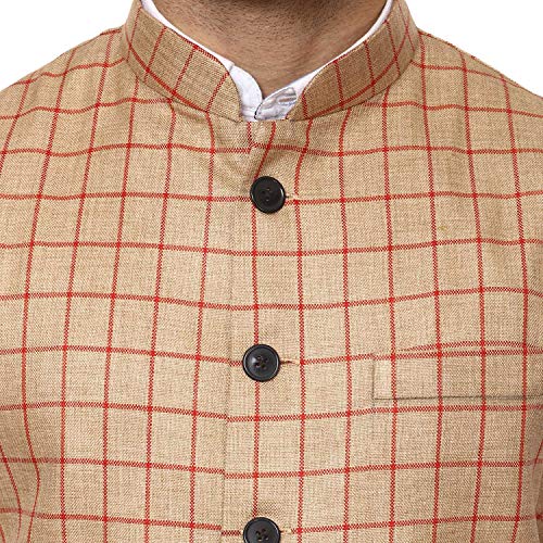 Image of Veera Paridhaan Men's Poly Cotton Jute Nehru Jacket