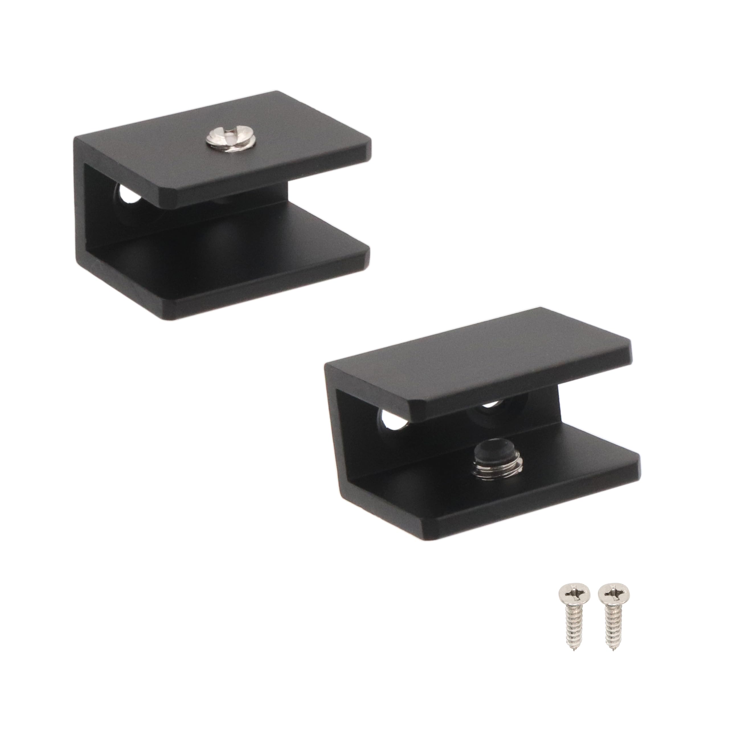 SCXCLY 8pcs Glass Shelf Brackets, 8-10mm (Applicable Thickness) Wall Mount Clamps Glass Shelves, Aluminum Alloy (Black)