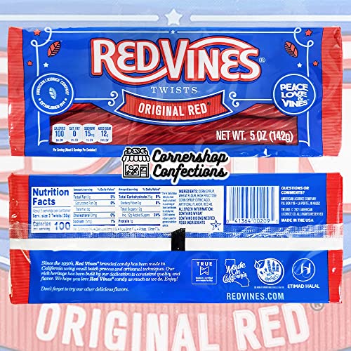 Red Vines Twists 3 Flavor Variety Pack - Original Red, Grape, Black Licorice - Over 40 Twists Total - With Fun Cornershop Confections Homemade Snacks Recipe Card #TOP1