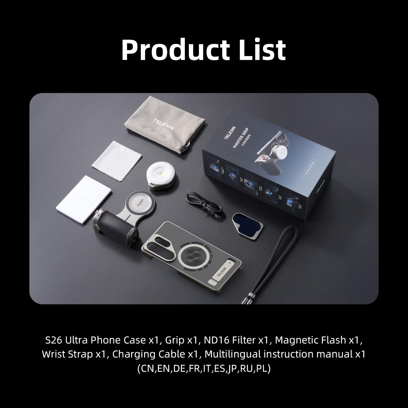 Master Grip Kit per Samsung Galaxy S26 Ultra, Fun Shot S26 Phone Grip, batteria integrata da 3200 mAh, ricarica wireless, con custodia per cellulare in grafene DSLR, supporto Pro Shot Imaging Grip