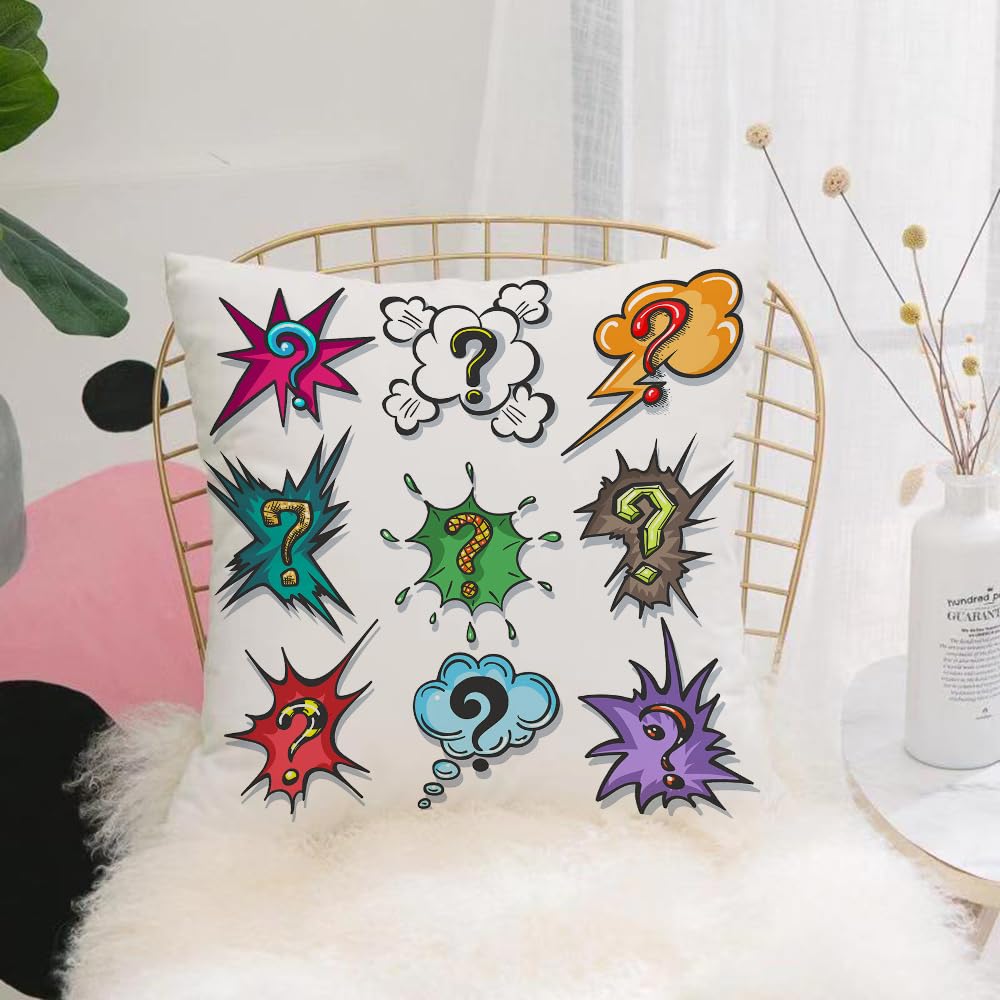 Hyosxw Pop Art Speech Bubble Question Marks. - A9 Cushion Cover,Throw Pillow Case Home Decorative For Living Room Bedroom Sofa Chair 18X18 Inch,Pop Art Speech Bubble Question Marks.,Pillowcase 45X45cm