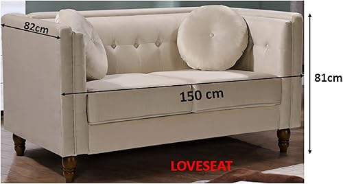 Miniatura 9 de Lexie - Sofá de terciopelo moderno de mediados de siglo, sofá biplaza copetudo, decoración cómoda para sala de estar, dormitorio, apartamento y