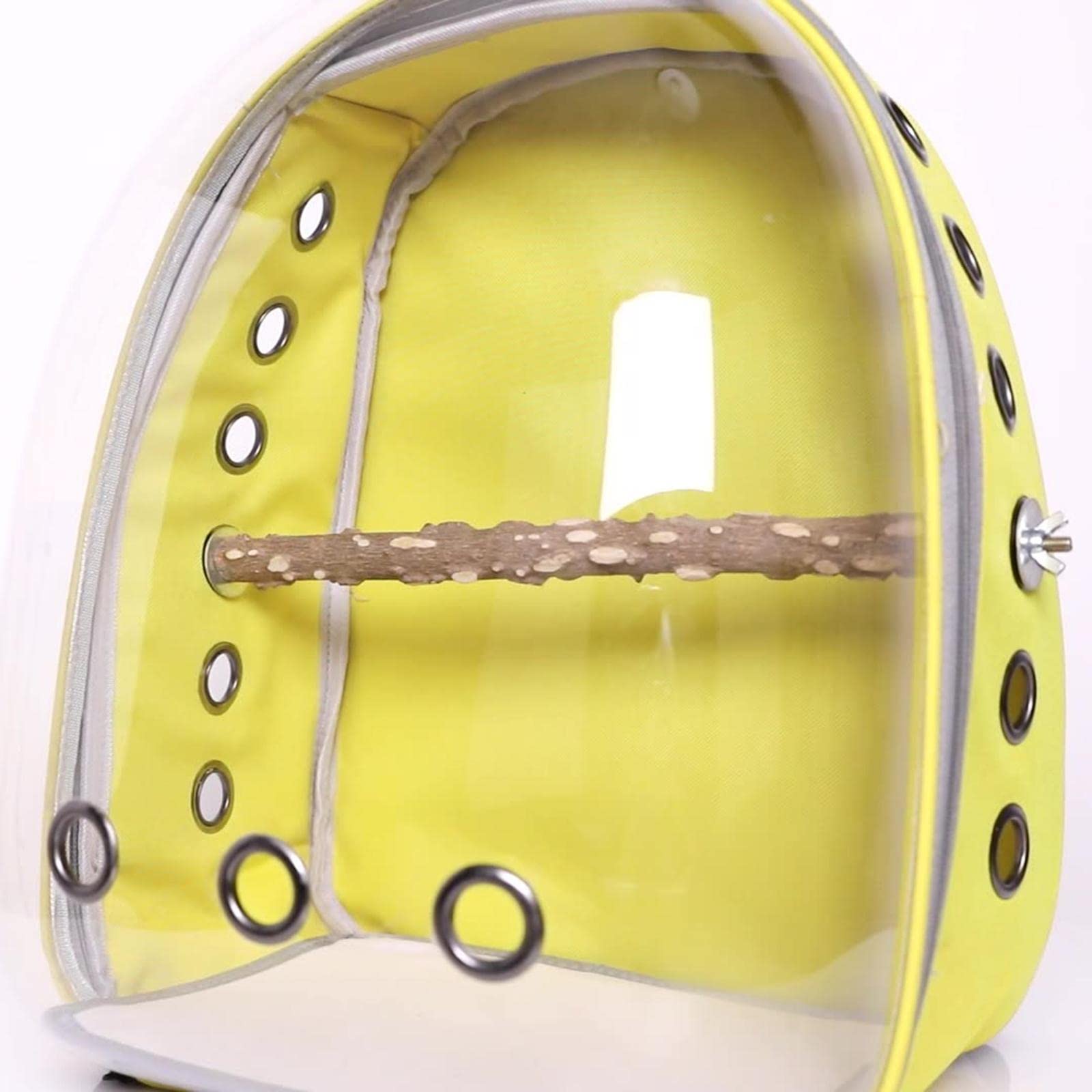 Bird Knapsack Mochila para Mascotas Pequeñas con Jaula Transparente Barra Desmontable Cápsula Ventilada Adecuada para Vacaciones Familiares S, Amarillo