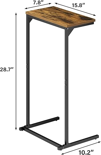 Miniatura 3 de TUTOTAK Mesa auxiliar en forma de C, bandeja de TV, mesa auxiliar pequeña, juego de 2, mesa de sofá de 28.7 pulgadas de alto, mesa de bandeja, mesa