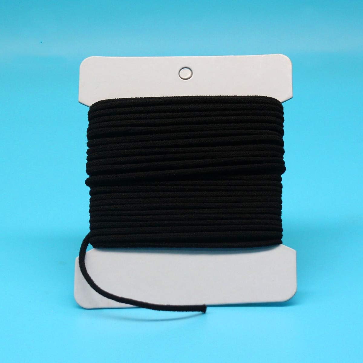 Elastic Bands for Sewing, 1/8 inch Black Elastic Bands Rope Cord String for Knit Sewing Crafts DIY Ear Band Loop (Round-10Yards,Black)