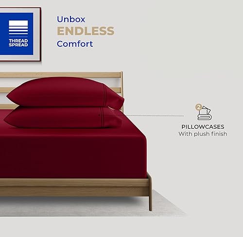 Miniatura 3 de Thread Spread Glee - Fundas de almohada tamaño King, 2 unidades, fundas de almohada de algodón suave y liso, tejido de satén de 400 hilos, fundas de