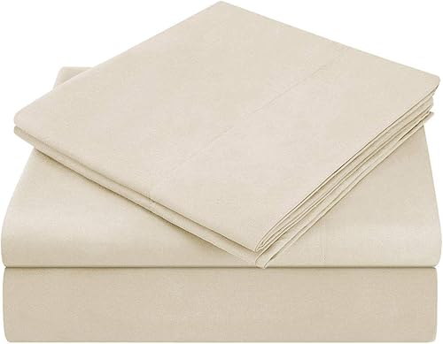 Juego de sábanas de algodón egipcio extrasuave de 800 hilos de 4 piezas para bolsillo profundo de 9 a 12 pulgadas (Queen, marfilcrema) disponible en Yaxa Venezuela