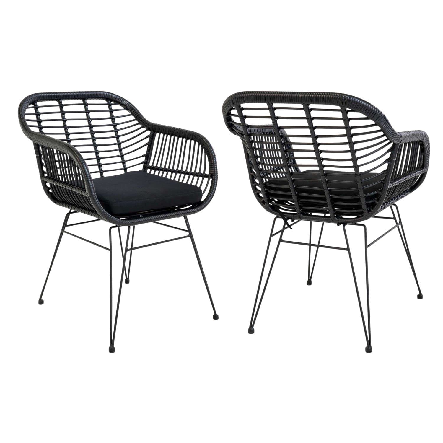 Fauteuils en polyrotin noir Trieste pour de longs repas en terrasse