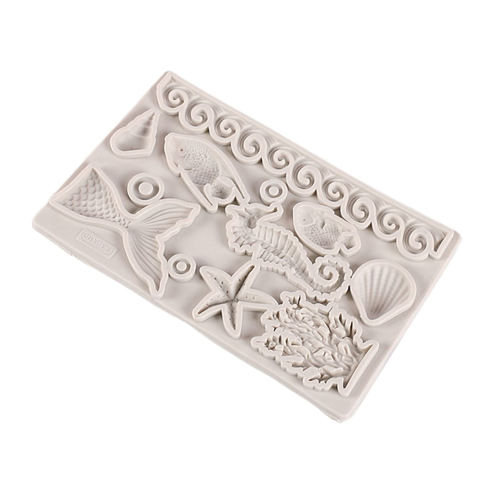 Buxuaaaa Sea Fish Chocolate Mold Marine Theme Silicone Fondant Mold Cake Cupcake-Decoration Silicone Mermaid-Fondant Molds Animals