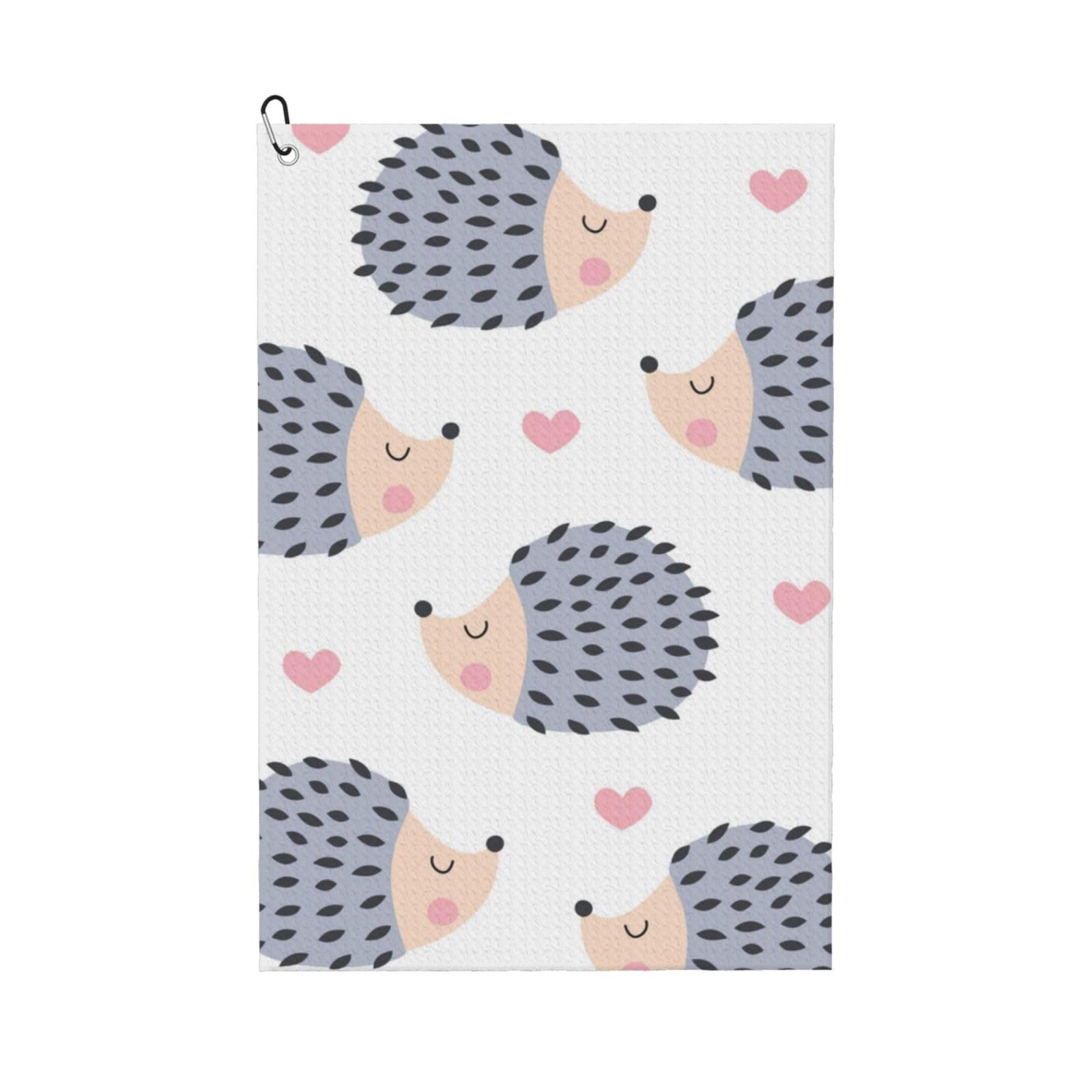Hnnkloy Kawaii Hedgehog Heart, 16x24 in Portable Waffle Golf Towels with Carabiner Clip for Golf Bag