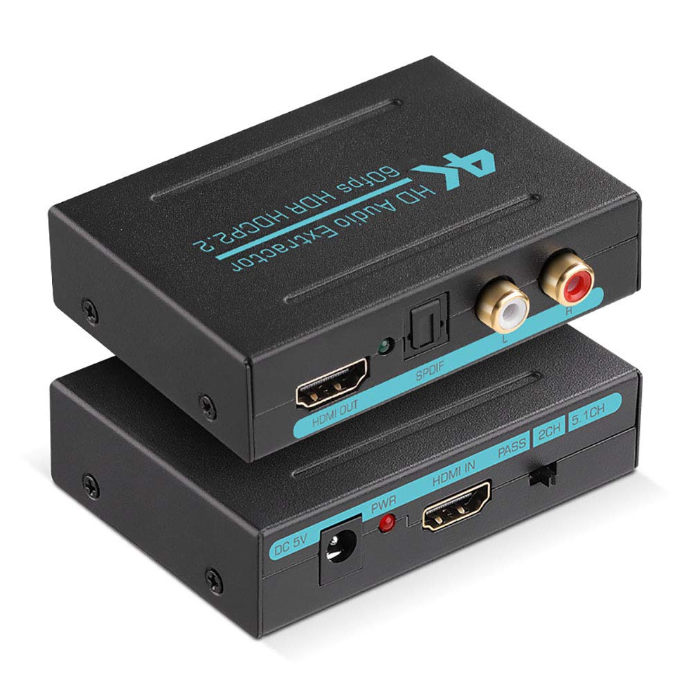 Décodeur audio, séparateur audio HDMI 2.0, prise en charge 4K60Hz AC3 DTS R/L décodeur 5.1 de séparation audio, convertisseur vidéo et audio de sortie analogique stéréo, prise en c