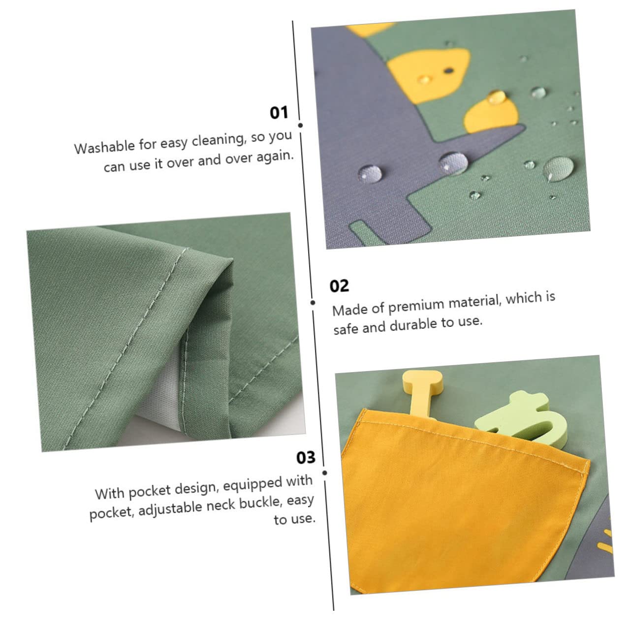 INOOMP 3pezzi Grembiule Per Ragazzo Ragazza Smock Per Pittura Con Design Divertente Adatto Per Anni Protezione Per Attività Creative e Gioco Facile Da Pulire e Comodo Da Indossare