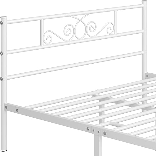 Miniatura 35 de Yaheetech - Base de cama, plataforma clásica de metal con cabecera y estribo - base de colchón con diseño floral para adultos, niñas, niños - Negro