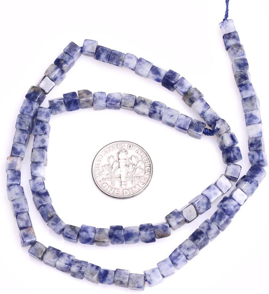 4mm Natural Semi Precious Square Sodalite Gemstone Beads for Jewelry Making Strand 15" - Image 2