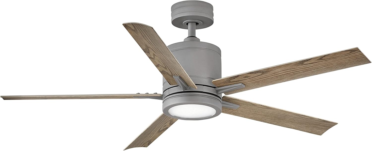 Hinkley Vail 52" Indoor/Outdoor Smart Ceiling Fan with Light + Remote - Contemporary, Curved Composite Fan Blades, Integrated LED, Light Kit Cover Included - Graphite