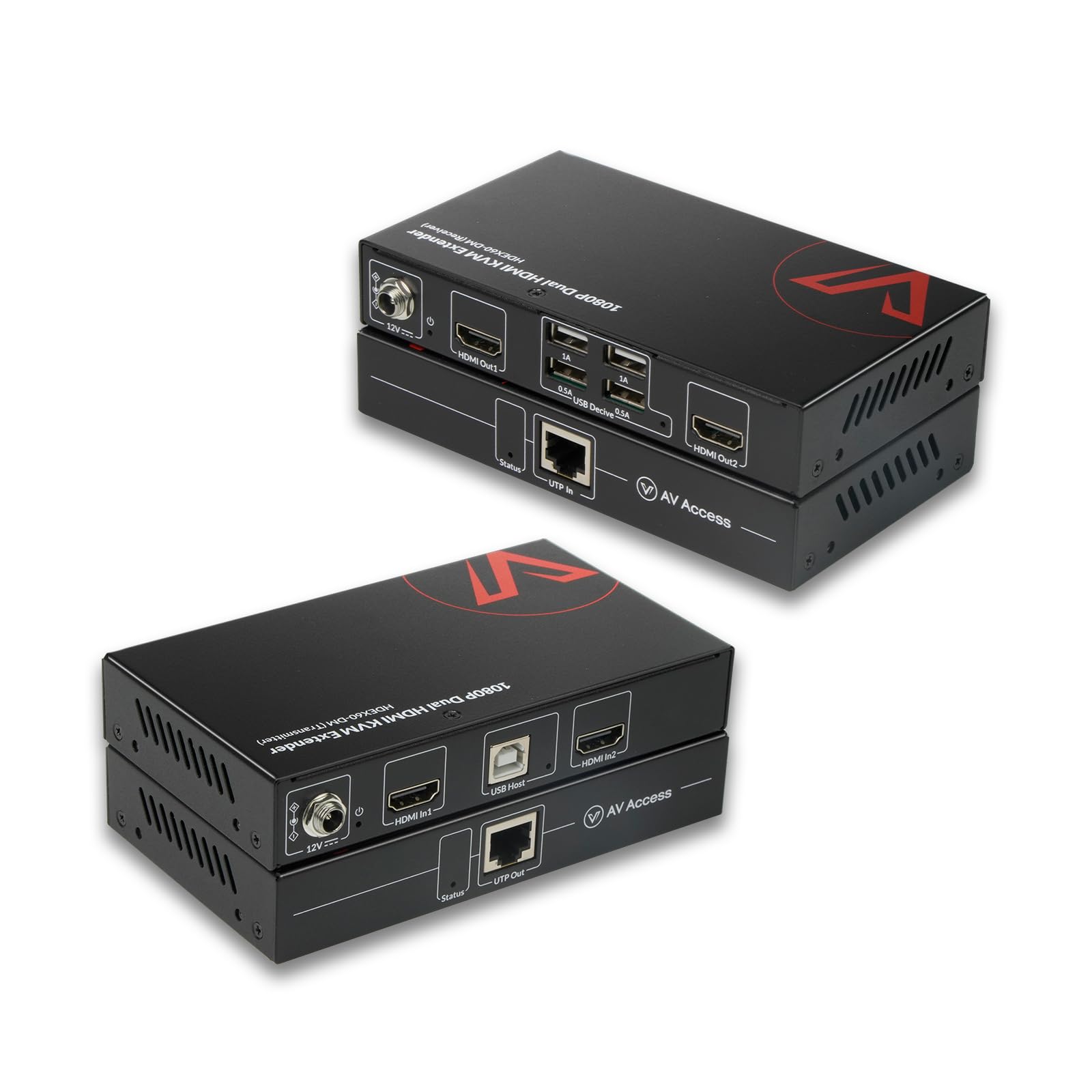 AV Access HDMI USB KVM Extender Dual Monitor Over Cat5e/6/6a