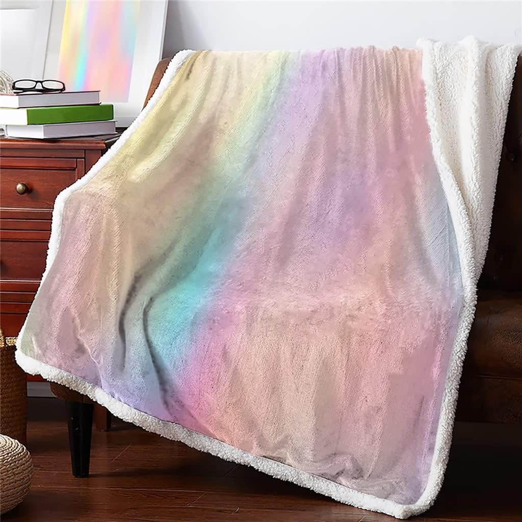 Rainbow Sherpa Blanket Thick Velvet Flannel Bedspreads Office Nap Throw Sofa Cover Bedding