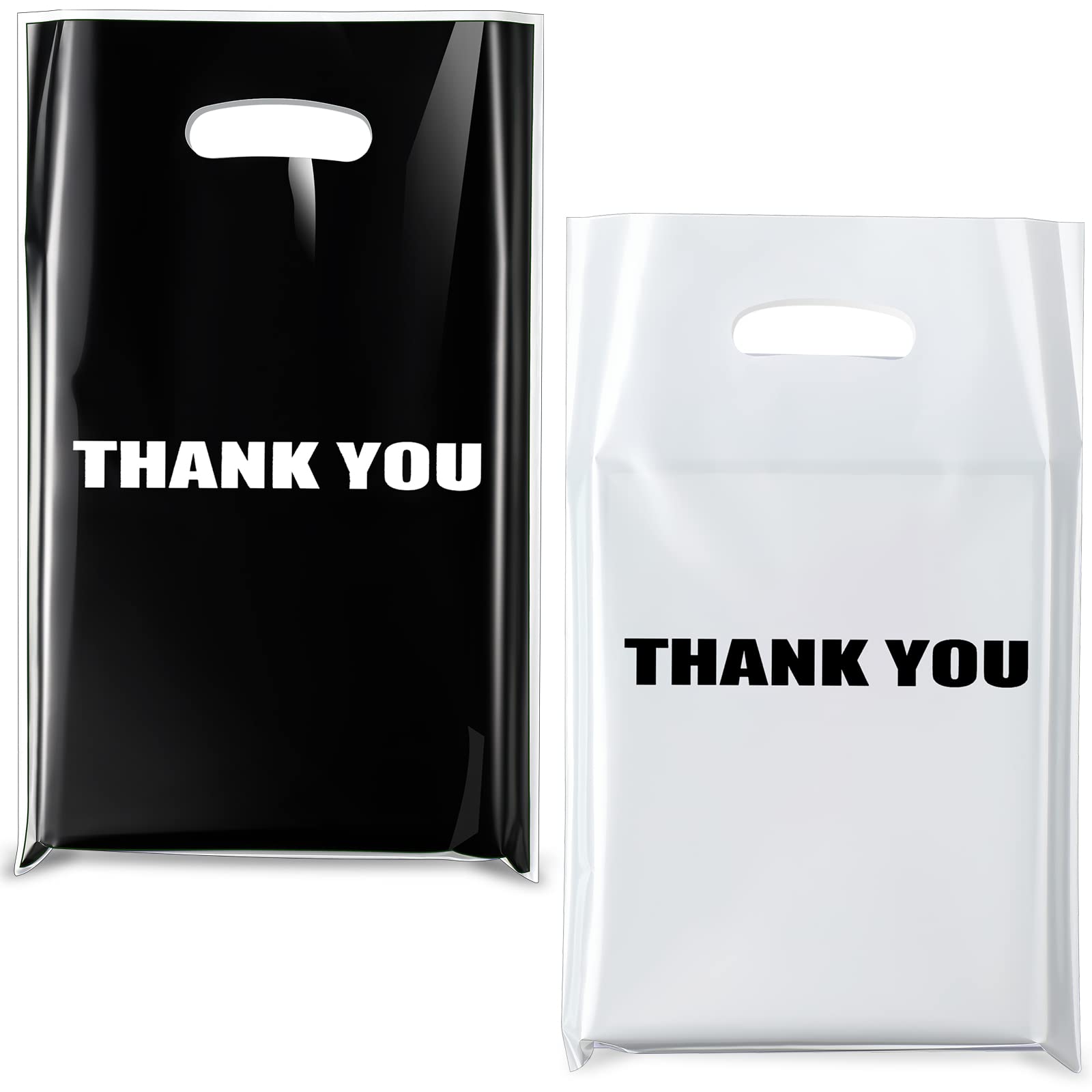 200pcs Small Plastic Thank You Bags 6.7 x 9.8" Retail Shopping Small Merchandise Bags with Handles for Stores Grocery