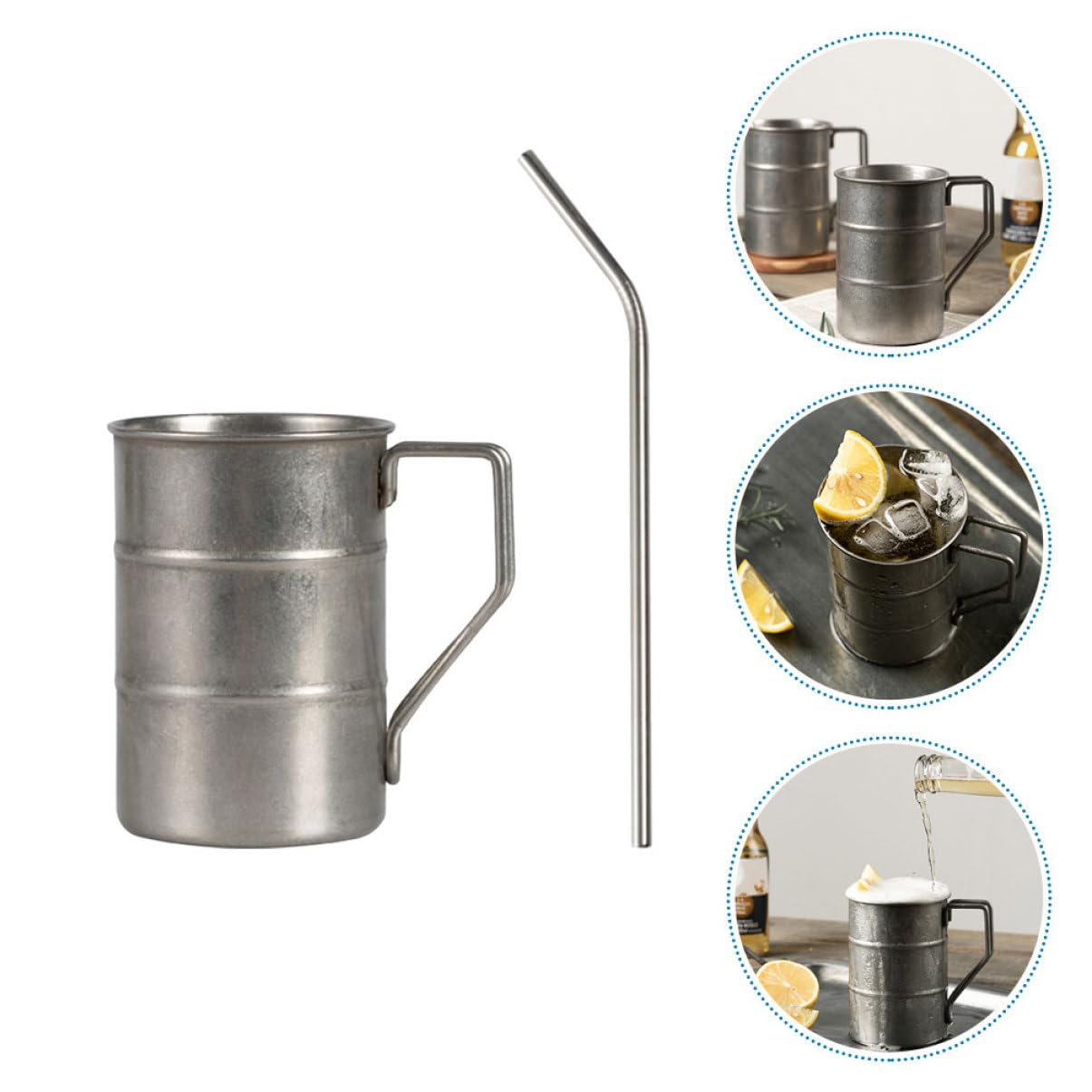 PRETYZOOM 5 Juegos taza vasos cafe coffee cup travel mug vasos cocktail jarras de cerveza colador plegable reutilizable té copa de vino de acero inoxidable copa de coctel de acero inoxidable