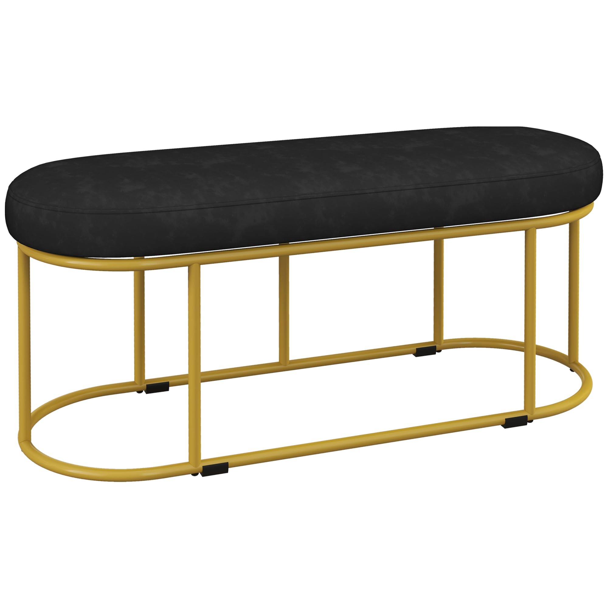 HOMCOM Grijze Zitbank Beklede Bank Bedbank, Fluweelachtige Look, 100 X 36 X 45 Cm Grau~1lqdlngqo0800