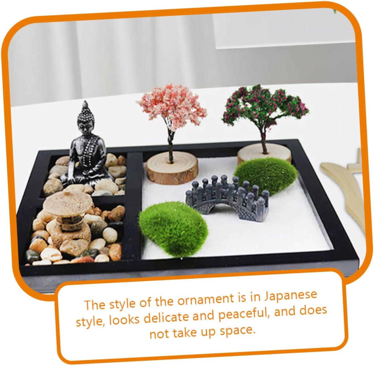 Milisten 1Set Mini Zen Garden Kit Japanese Style Desk Sandbox Ornament for Tranquility and Relaxation Home Office Decoration with Pebbles Stones Sculptures