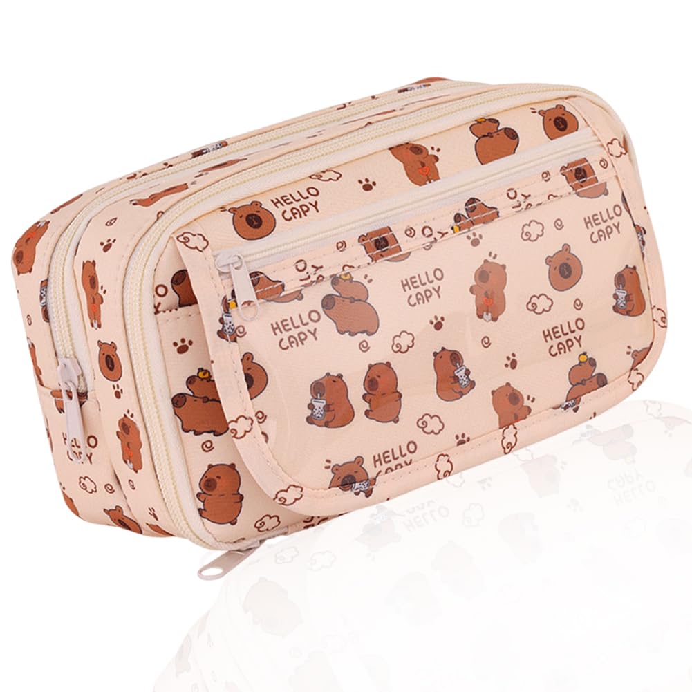 NimblusToy Capybara Pencil Case,Cute Pen Bag,Stationery Case,Cartoon Anime Large-Capacity Multifunctional Makeup Cosmetic Bag,Stationery Box for Girls Boys Students of School Teenagers Gift(A)