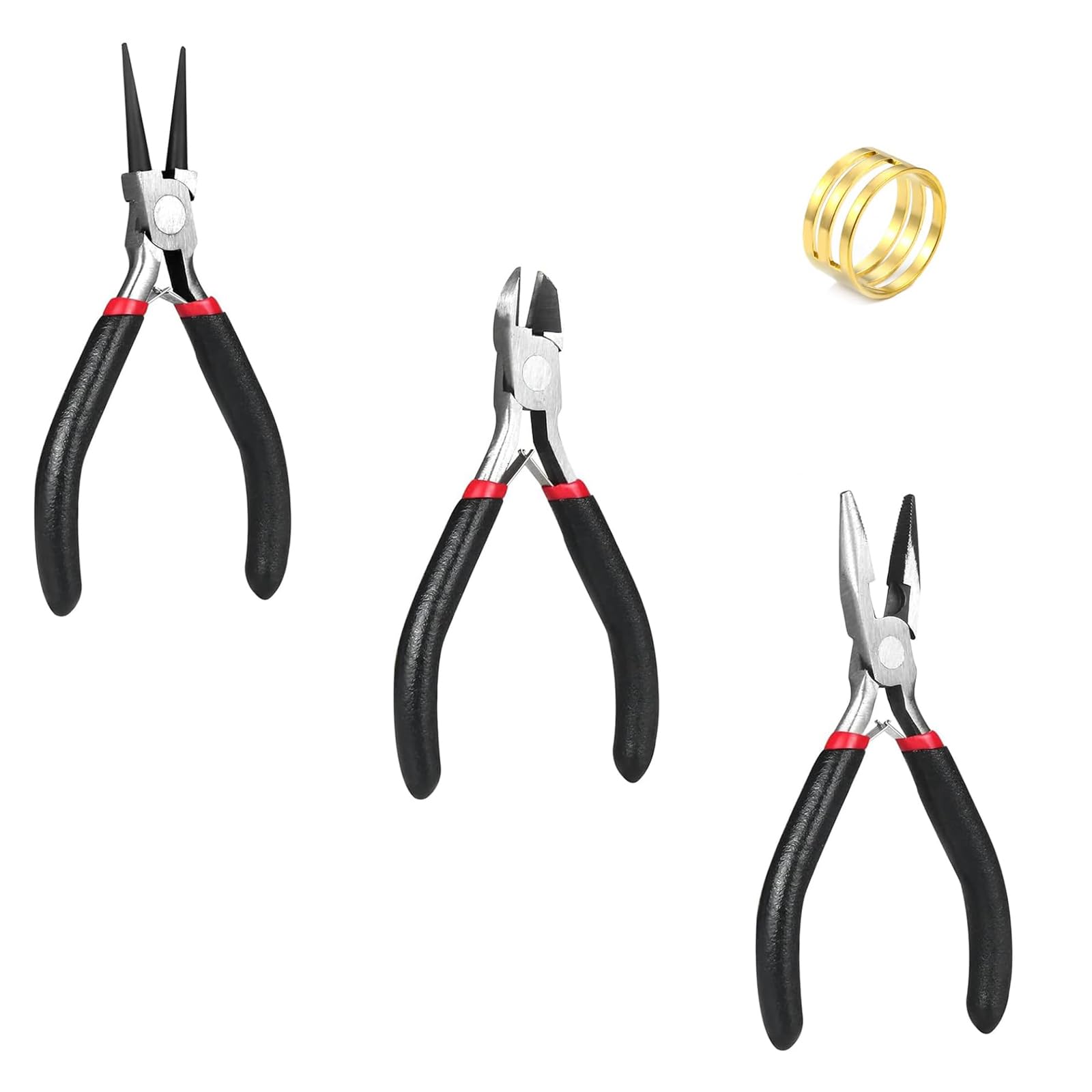 4 Set Lightweight Jewelry Pliers Kits Polished Smooth Round Nose Pliers Set Non-Slip Handle Wire Cutters for Jewelry Beading Cutting