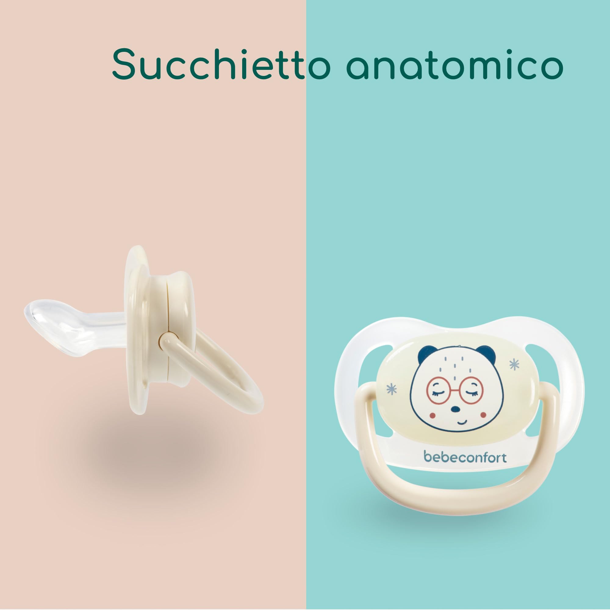 Bebeconfort Kit Biberon Neonato Physio Air Cresce-con-Me, Biberon Anticolica, 0+ mesi, Include 4 Biberon Neonato, 3 Misure di Tettarelle, Succhietto Anatomico, Design che si illumina al buio