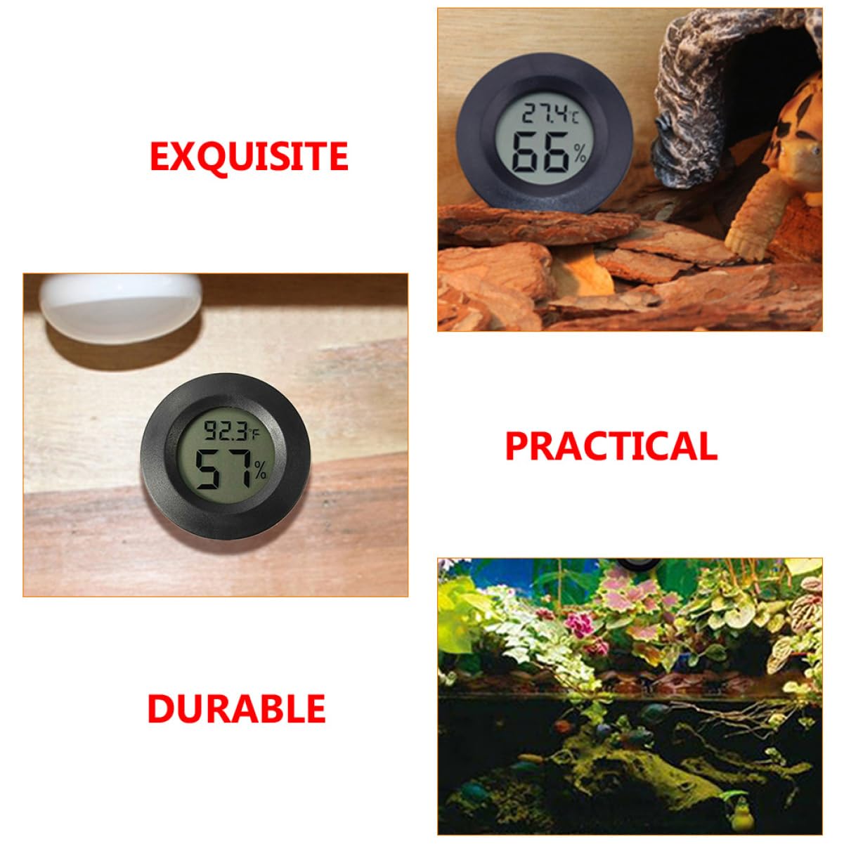 SUPVOX 3 Ensembles -hygromètre Rond Thermostat Nid Hygromètre D'humidité Thermomètre Digital Thermometre Digital Hygromètre Pour Aquarium À Reptiles Moniteur D'humidité 7 Pièces * 3